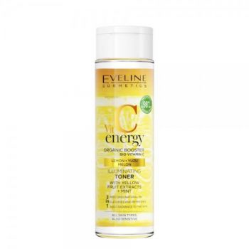 Tonic iluminator pentru fata, Eveline Cosmetics, Vit C Energy 3 in 1, 200 ml