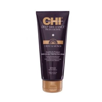 Crema de Protectie pentru Par si Scalp - CHI Farouk Deep Brilliance Olive & Monoi Soothe & Protect Hair & Scalp Protective Cream, 177ml de firma originala