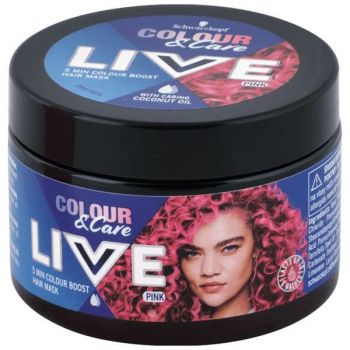 Masca de Par Coloranta - Schwarzkopf Live Color & Care 5 Min Color Boost Hair Mask, nuanta Pink, 150 ml de firma originala
