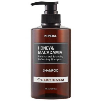 Sampon Hipoalergenic Natural si Extra Hidratant cu Miere si Macadamia si Parfum de Floare de Cires - Kundal Honey & Macadamia Cherry Blossom, 500 ml