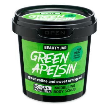 Scrub Modelator pentru Corp cu Cafea Verde si Ulei de Portocala Grean Apelsin Beauty Jar, 200 g la reducere