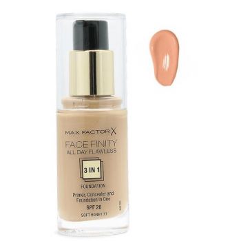 Fond de Ten 3 in 1- Max Factor Face Finity All Day Flawless 3 in 1 Foundation SPF 20, nuanta 77 Soft Honey, 30 ml