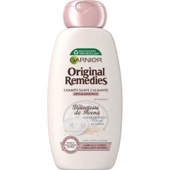 Sampon Calmant cu Ovaz pentru Par Sensibil - Garnier Fructis Original Remedies Champu Suave Calmante Delicatesse de Avena Cabello Y Cuero Cabelludo Sensibile, 300 ml