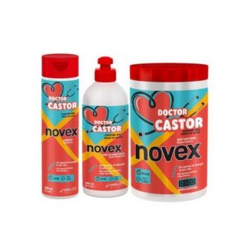 Set cadou ingrijire Ulei de ricin, Novex (sampon 300 m+Balsam fara clatire 300 ml+ masca 400 g)