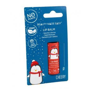 Balsam de Buze Vegan Zero Plastic Lip Balm Cherry Beauty Made Easy - Editie Limitata de Craciun, 5,5 g