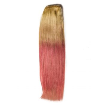 Extensii Clip-On PREMIUM Ombre Blond/Roz Pastel de firma originala