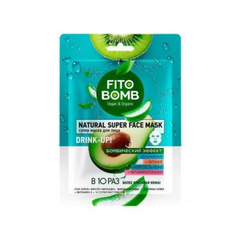 Masca Textila pentru Hidratare, Nutritie, Elasticitate si Vitaminizare Drink-Up! Fito Bomb Fitocosmetic, 25 ml Masca Textila pentru Hidratare, Nutritie, Elasticitate si Vitaminizare Drink-Up! Fito Bomb Fitocosmetic, 25 ml