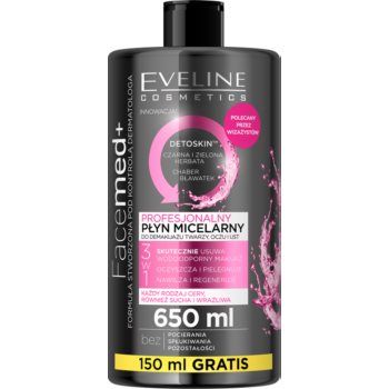 Eveline Cosmetics FaceMed+ Apa micela cu efect de curatare si indepartare a machiajului cu efect detoxifiant de firma originala