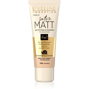 Eveline Cosmetics Satin Matt machiaj cu efect matifiant extract de melc