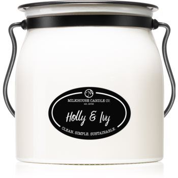 Milkhouse Candle Co. Creamery Holly & Ivy lumânare parfumată Butter Jar