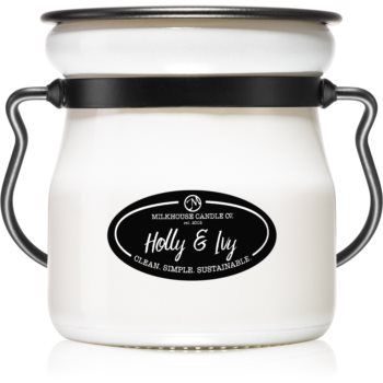 Milkhouse Candle Co. Creamery Holly & Ivy lumânare parfumată Cream Jar