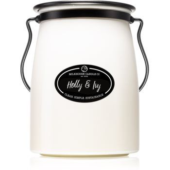 Milkhouse Candle Co. Creamery Holly & Ivy lumânare parfumată Butter Jar