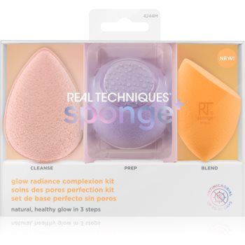 Real Techniques Sponge+ Glow Radiance set aplicatoare(pentru look perfect) de firma original