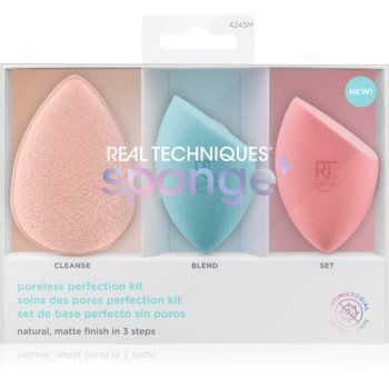 Real Techniques Sponge+ Poreless Perfection set cadou(pentru pielea cu imperfectiuni) de firma original