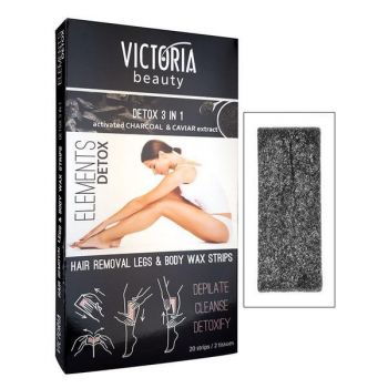 Benzi Depilatoare cu Ceara Rece pentru Corp - Victoria Beauty Detox 3 in 1 Camco, 20 buc