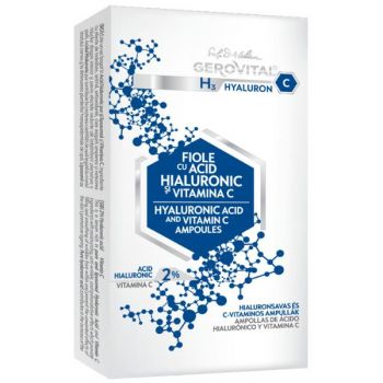 Fiole cu Acid Hialuronic - Gerovital H3 Hyaluron C Hyaluronic Acid and Vitamin C Ampoules, 10 fiole x 2ml