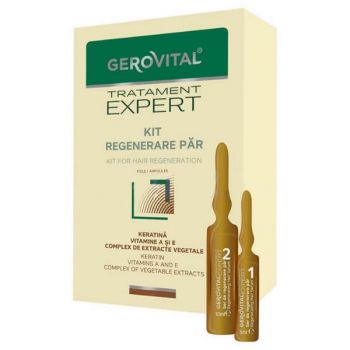 Kit Regenerare Par Fiole - Gerovital Tratament Expert Kit for Hair Regeneration Ampoules, 20 fiole