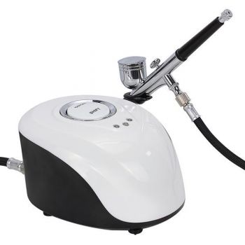 Aparat Mini Airbrush Tratamente Faciale, Kit cu Compresor si Pistol Nutritionare Ten, Lifting si Ingrijire, 25 PSI,  Pistol Machiaj cu Pulverizare, Tatuaj Temporar