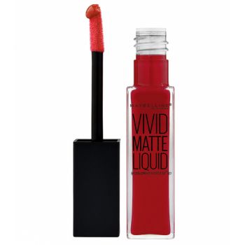 Ruj lichid mat Maybelline New York Color Sensational Vivid Matte Liquid, 35 Rebel Red, 8 ml