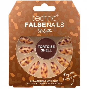 Set 24 Unghii False cu adeziv inclus Technic False Nails, Stiletto, Tortoise Shell