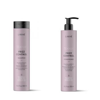 Set pentru par cret sau rebel, Frizz Control Lakme, Sampon 300 ml, Balsam 300 ml