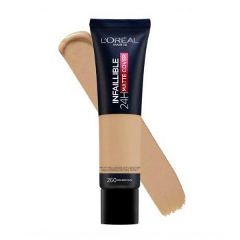 Fond de Ten Matifiant - L'Oreal Paris Infaillible 24H Matte Cover, nuanta 260 Golden Sun 30 ml