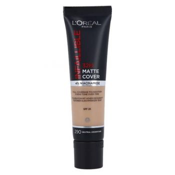 Fond de Ten Matifiant - L'Oreal Paris Infaillible 32H Matte Cover, nuanta 290 Golden Amber, 30 ml