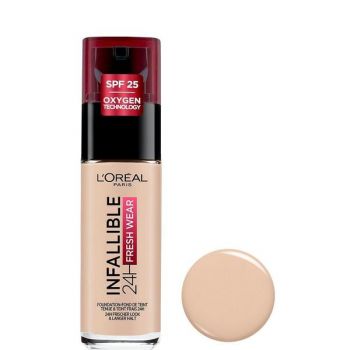 Fond de Ten Rezistent la Transfer - L'Oreal Paris Infaillible 24H Fresh Wear, nuanta 15 Porcelaine, 30 ml