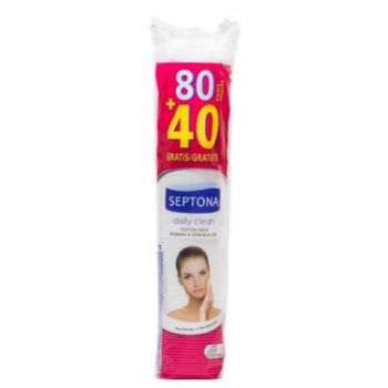 Pachet Promo Dischete Demachiante din Bumbac - Septona Daily Clean Cotton Pads, 80 buc + 40 buc