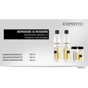 Set cadou reparare pentru parul degradat Experto Professional sampon 500ml, balsam 500 ml, masca 500 ml cod.4105/4103/4104