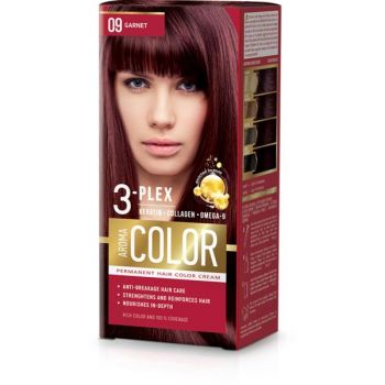 Vopsea Crema Permanenta - Aroma Color 3-Plex Permanent Hair Color Cream, nuanta 09 Garnet, 90 ml ieftina