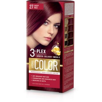 Vopsea Crema Permanenta - Aroma Color 3-Plex Permanent Hair Color Cream, nuanta 27 Deep Red, 90 ml ieftina