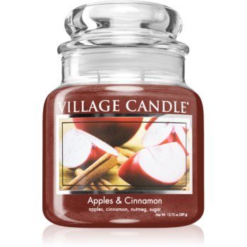 Village Candle Apples & Cinnamon lumânare parfumată (Glass Lid)