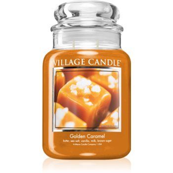 Village Candle Golden Caramel lumânare parfumată (Glass Lid) de firma original