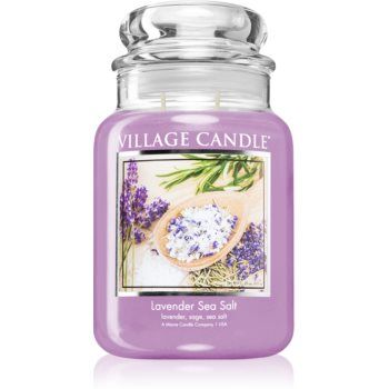 Village Candle Lavender Sea Salt lumânare parfumată (Glass Lid)