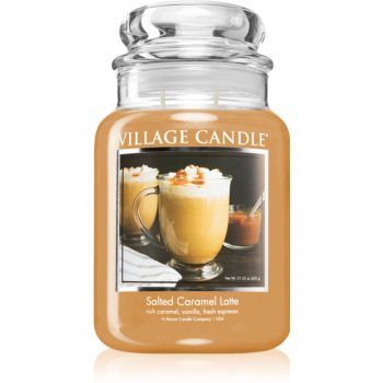 Village Candle Salted Caramel Latte lumânare parfumată (Glass Lid)