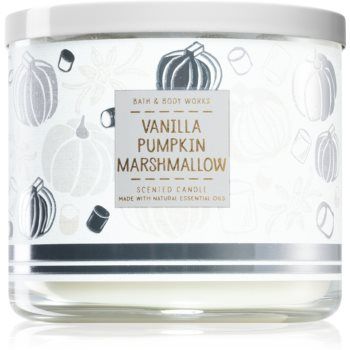 Bath & Body Works Vanilla Pumpkin Marshmallow lumânare parfumată cu uleiuri esentiale