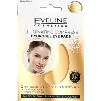 Eveline Cosmetics Gold Illuminating Compress masca hidrogel pentru ochi extract de melc