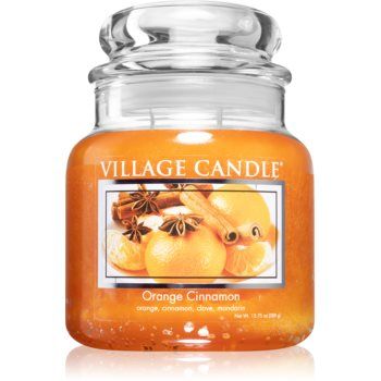 Village Candle Orange Cinnamon lumânare parfumată (Glass Lid)
