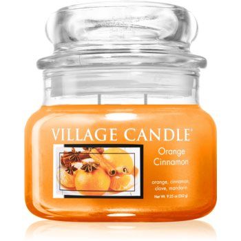 Village Candle Orange Cinnamon lumânare parfumată (Glass Lid) de firma original