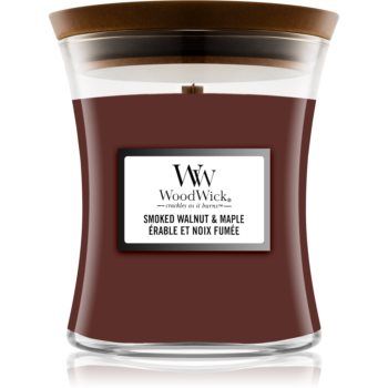 Woodwick Smoked Walnut & Maple lumânare parfumată cu fitil din lemn