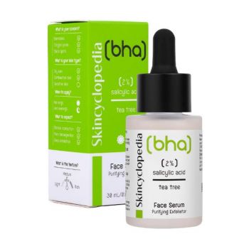 Ser Facial pentru Corectarea Imperfectiunilor cu Acid Salicilic si Ulei de Ceai  - Camco Skincyclopedia Salicylic Acid & Tea Tree Face Serum Purifying Exfoliator, 30 ml