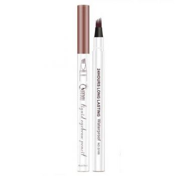 Creion pentru sprancene,  3D Microblading, Tatoo, Rezistent la apa, Long Lasting, Castaniu, 1 ml