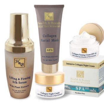 Set cadou 4 produse, Creme zi 50ml + Crema noapte 50ml Colagen + Ser proteine matase 30ml + Masca fata colagen 100ml