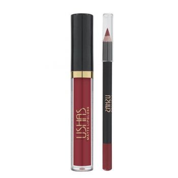 Set luciu de buze si creion pentru contur USHAS Matte Lips, nuanta 09, 12g