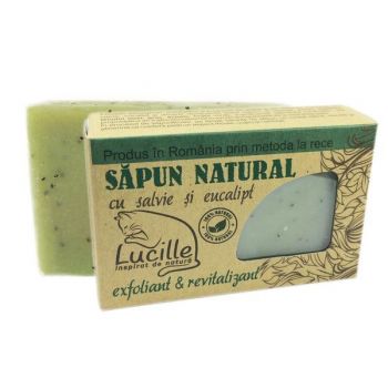 Sapun natural cu salvie si eucalipt - exfoliant si revitalizant, Lucille, 70 g