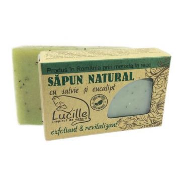 Sapun natural cu salvie si eucalipt - exfoliant si revitalizant, Lucille, 90 g de firma original