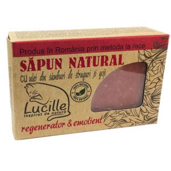 Sapun natural cu ulei din samburi de struguri si goji - regenerator & emolient, Lucille, 70 g