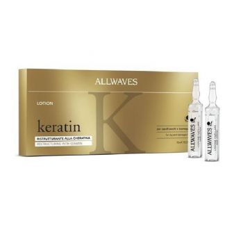 Fiole cu keratină pentru păr Allwaves Reconstructuring Keratin Lotion 12x10 ml