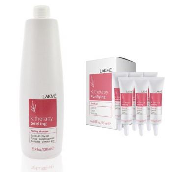 Set antimatreata Lakme, Peeling Sampon 1000 ml + Shock Gel 6x15 ml